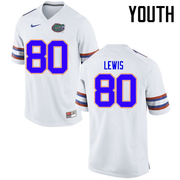 Florida Gators Youth #80 Cyontai Lewis College Football Jersey White